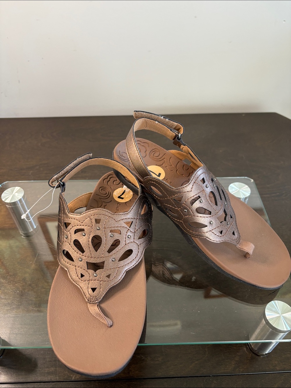 Rockport Women's Brown Laser-Cut Thong Sandals Size 7 New Without Tags